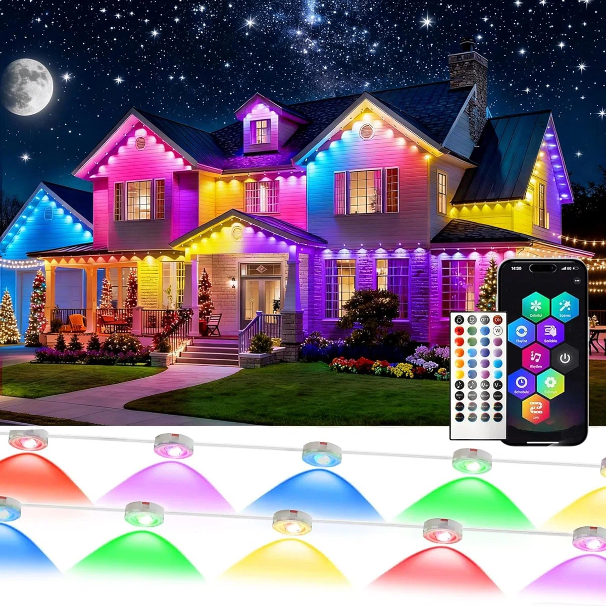Smart Spiral Christmas Pathway Lights – 8-Pack, 16 Million Colors, App & Remote Control, Music Sync & Timer, 82 Modes, Outdoor Holiday Decor
