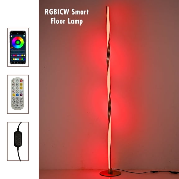 Smart RGBWIC Floor Lamp Modern Gold Floor Lamp with Music Sync and 16 Million DIY Colors