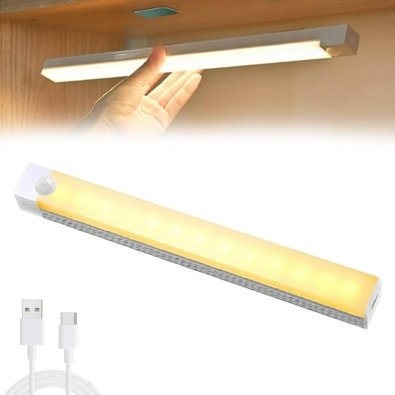 Smart Radar Motion Sensor Light, 0s Delay Magnetic LED Closet Light, Rechargeable Under-Cabinet Lighting with Dimmer, for Wardrobe, Stairs, Cupboard