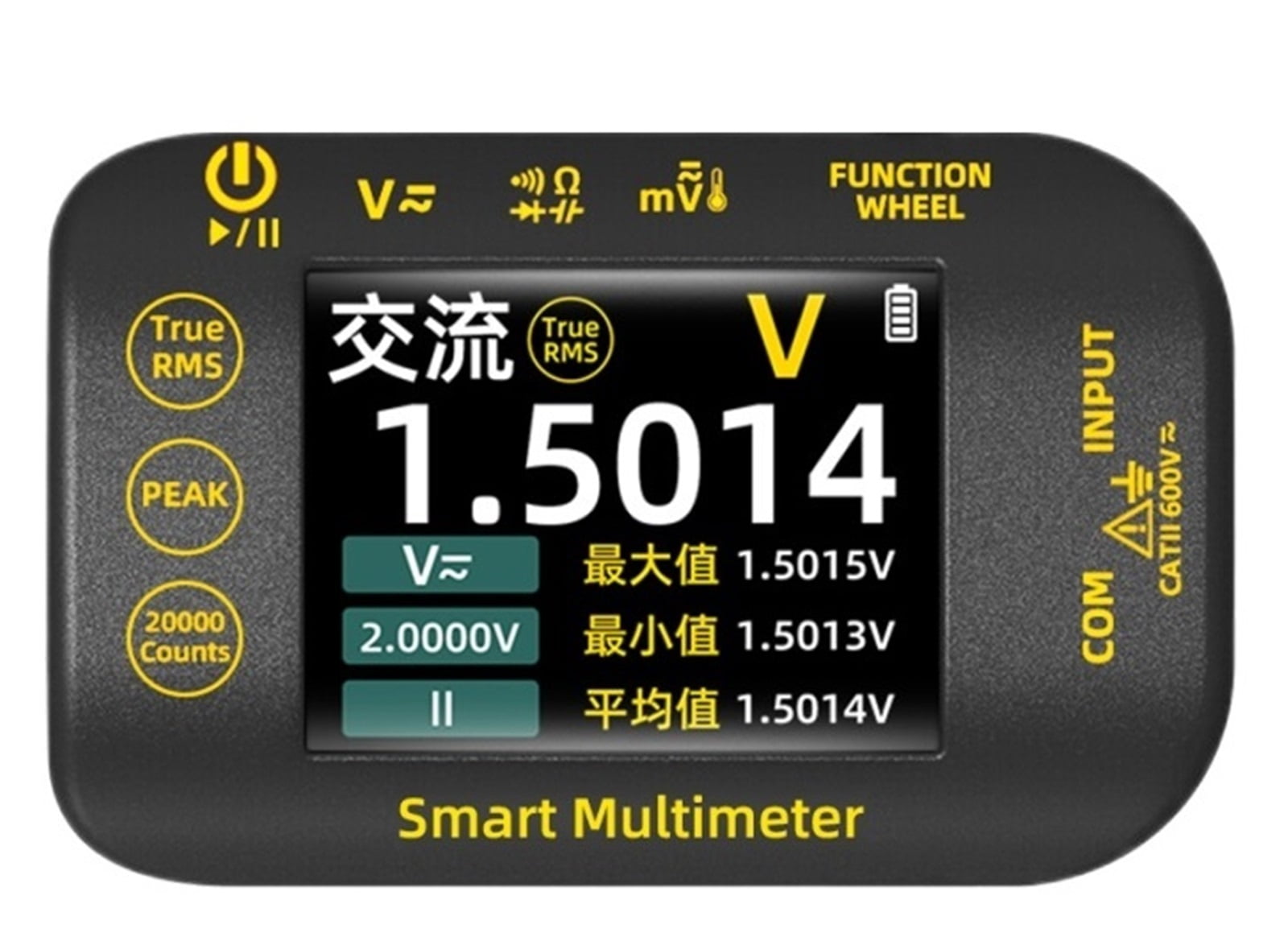 Smart Rechargeable Digital Multimeter True RMS 20000 Count 1000V DC AC Voltage Multimeter Mini Color LCD Multimeter ,Battery Test