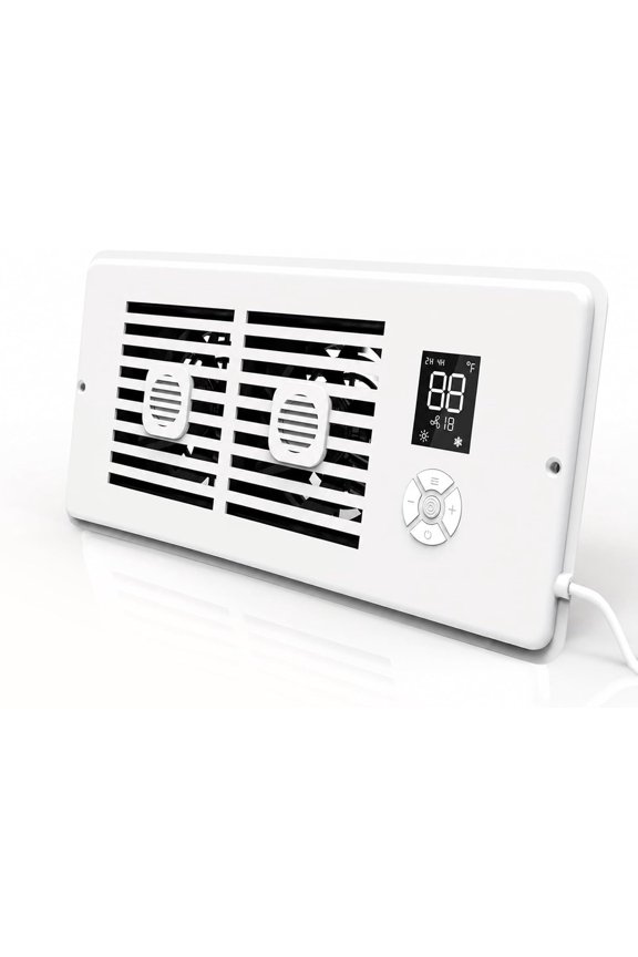 Smart Register Booster Fan with Aromatherapy Function, White - Quiet Vent Fan for Improved Heating & Cooling Efficiency, Adjustable Speeds, Powered Vent Register for 4 10 Vents