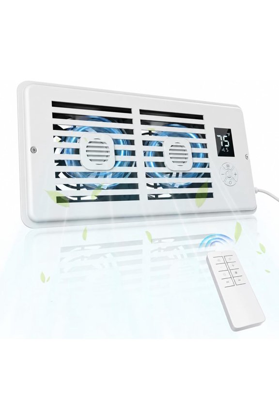 Smart Register Booster Fan with Aromatherapy Function, White - Quiet Vent Fan for Improved Heating & Cooling Efficiency, Adjustable Speeds, Powered Vent Register for 4 10 Vents