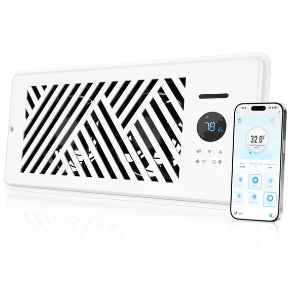 Smart Register Booster Fan Fits 4" x 10" for Home HVAC Vent App Controlled Airflow Booster Fan for Floor Register Ultra Quiet with Temperature Sensor Energy Saving AC/Heat Duct Fan Smart Vent