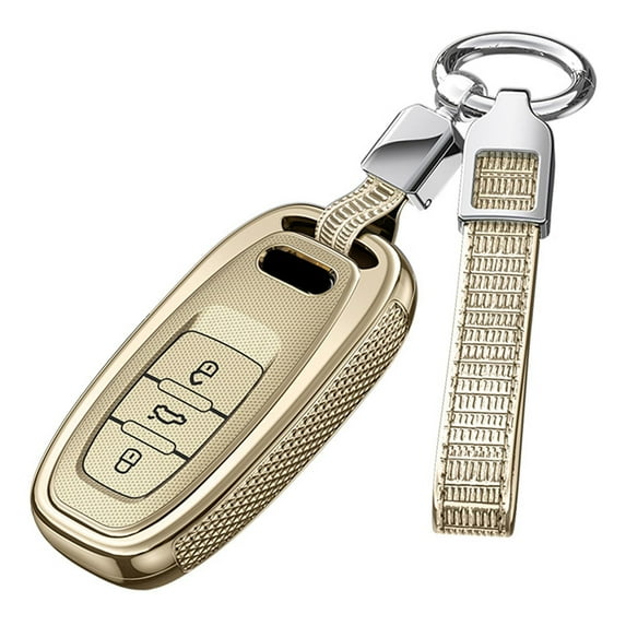 Smart Remote Car Key Cover Fit for Audi 2009-2020 Key Fob,Keyless Entry Key Holder with Keychain Lanyard PVC Key Fob Protector Compatible with Audi A4 S4 A5 S5 A6 S6 A7 S7 A8 S8 Q5 Keychain