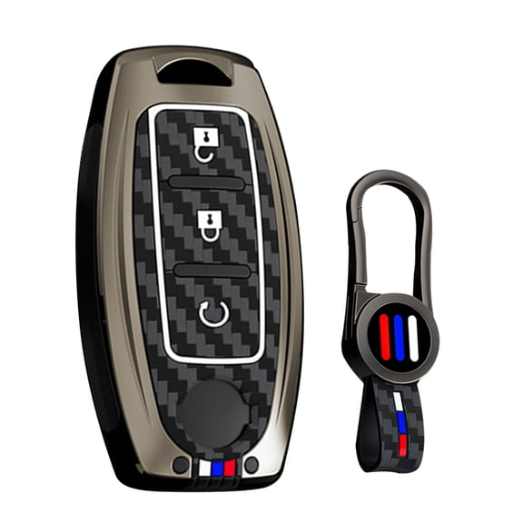 Smart Remote Key Fob Protector Fit for Nissan 3-Button for Altima Rogue Versa Kicks Maxima Murano Titan Pathfinder Sentra Frontier Juke Armada,Metal Outer Key Shell Silicone Key Skin