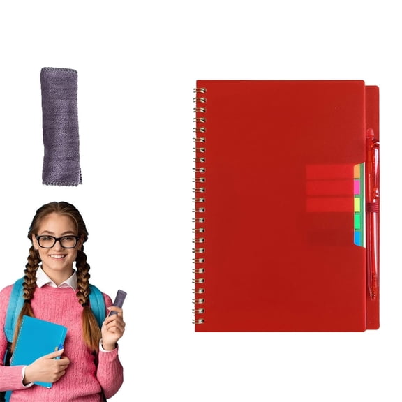 Reusable Notebook Ecohintz Smart Reusable Notebook - Erasable Stone Paper with Digital Sync | Includes Pen & Cloth, 8.5"X6.1", for Office & Travel, Smart Spiral Notebook, H