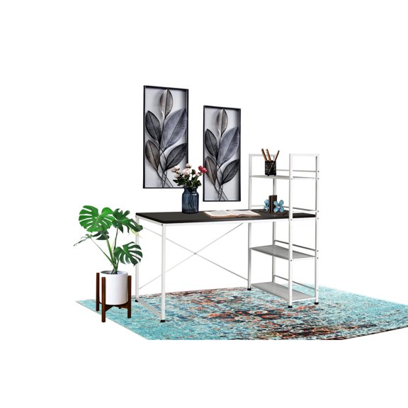 Smart Reversible Desk with White Steel Frame / Good for Compact Work Areas