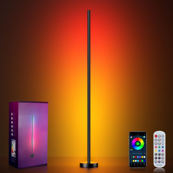 Smart Rgbicw Led Corner Floor Lamp - 16 Million Diy Colors  68+ Scenes Music Sync App & Remote Control Color-changing Ambient Lighting For Living Rooms Bedrooms And Gaming