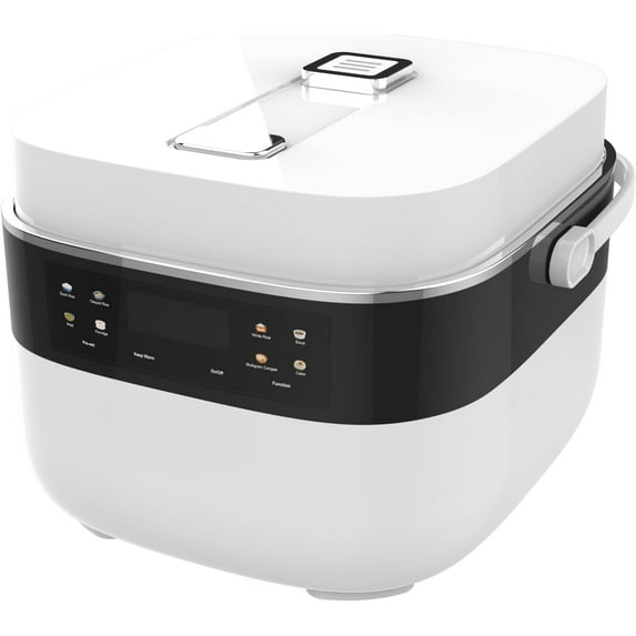 Smart Rice Cooker, 6-Cup Uncooked Capacity, Fuzzy Logic, Stainless Steel Ceramic-Coated Inner Pot, Keep Warm Function, White