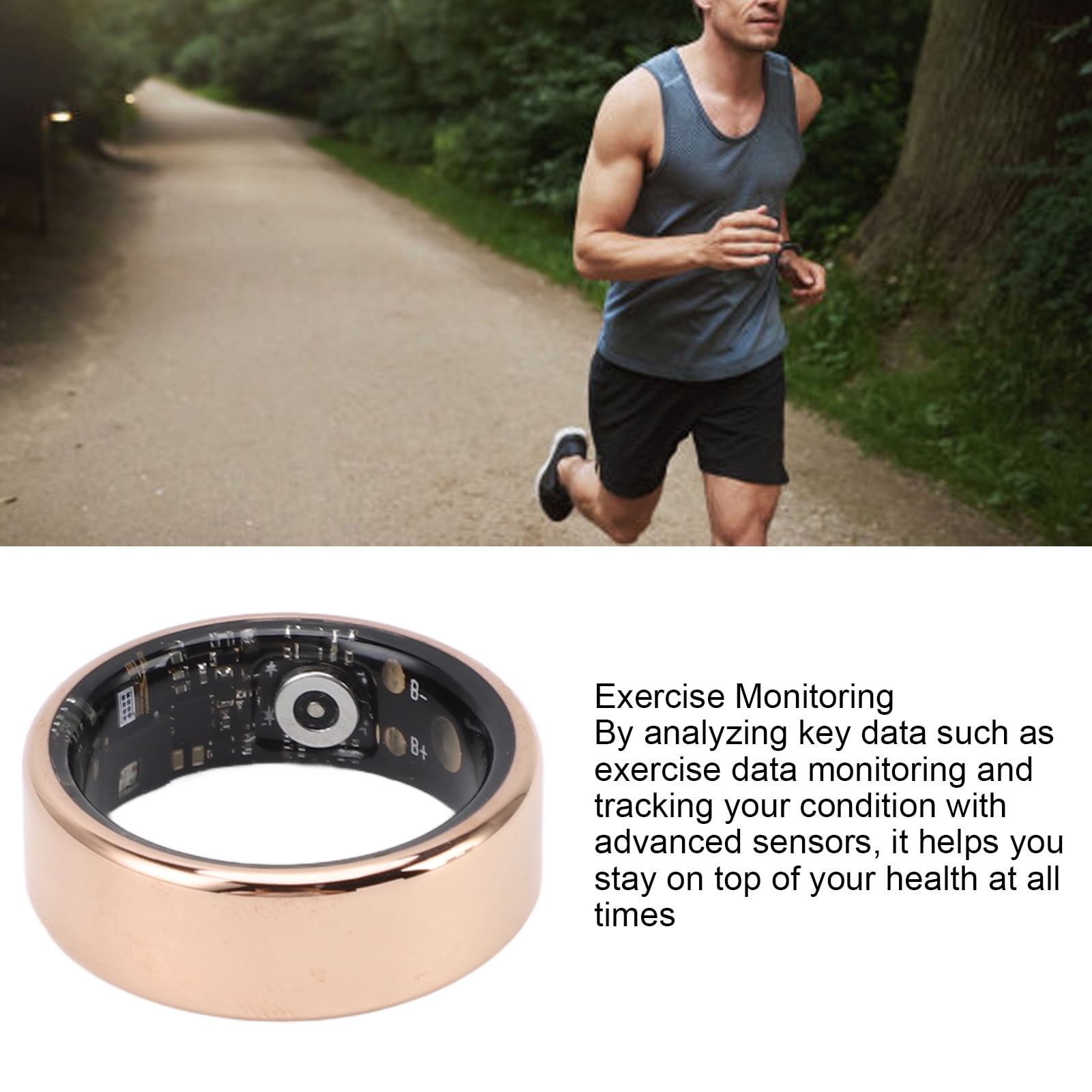 Smart Ring Fitness Tracker: Sleep Activity Monitor, 7 Day Battery, Gold ...