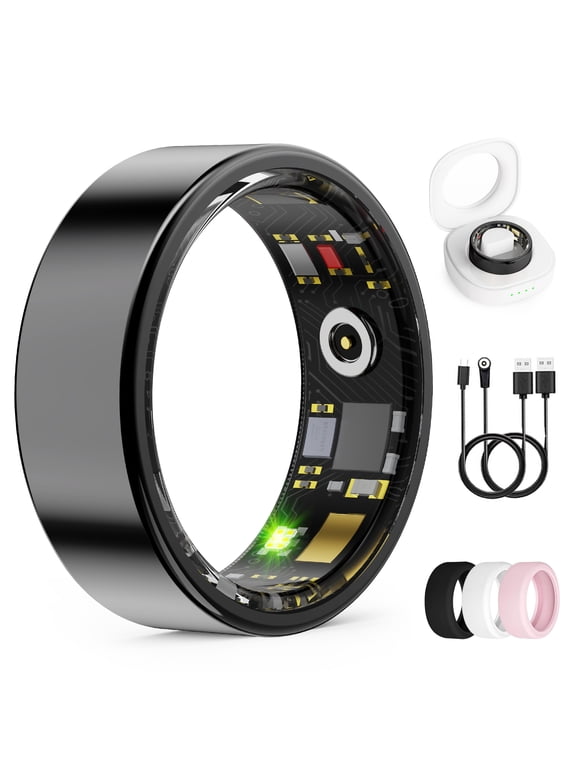 Smart Ring for Men & Women, Fitness & Sports Ring with App for Android & iOS, IP68 Waterproof Wearable Smart Ring , 10+ Activity Modes , Black Size 11