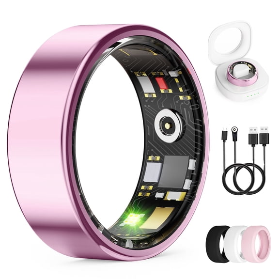 WEPMOUS Smart Ring for Men & Women, IP68 Waterproof Activity Tracker Ring with Charging Case, 10+ Sports Modes, App Connected Wearable, 5-7 Day Battery Life, Lavender Pink, Size 6