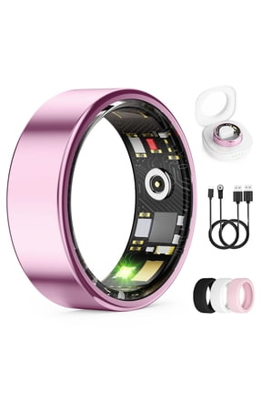 Smart Ring for Men & Women, Lavender Pink Smart Ring with App Connection, IP68 Waterproof Wearable Ring, 10+ Sports Modes, Charging Case, 5-7 Day Battery Life, Size 7