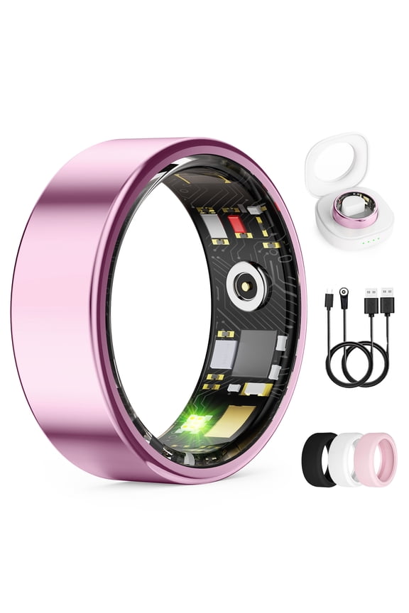 Smart Ring for Men & Women, Lavender Pink Smart Ring with App Connection, IP68 Waterproof Wearable Ring, 10+ Sports Modes, Charging Case, 5-7 Day Battery Life, Size 9