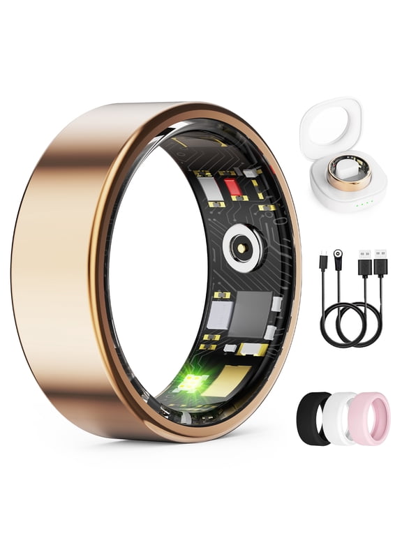 Smart Ring for Men & Women, Fitness & Sports Ring with App for Android & iOS, IP68 Waterproof Wearable Smart Ring , 10+ Activity Modes ,Rose Gold Size 8