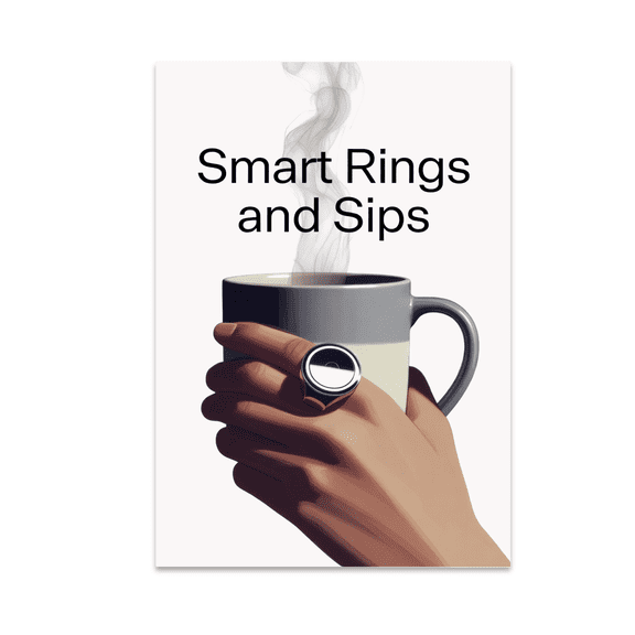 Smart Rings and Sips Poster Print - Wearable Tech Enthusiast - 13x19 Glossy Poster