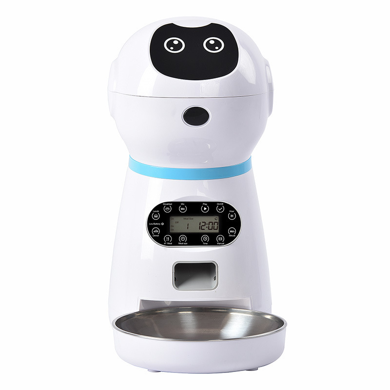 Smart Robot Automatic Pet Feeder for Cats & Dogs - 3.5L Dry Food Dispenser with Timed & Portion Control, Dual Power Supply, and Removable Stainless Steel Bowl