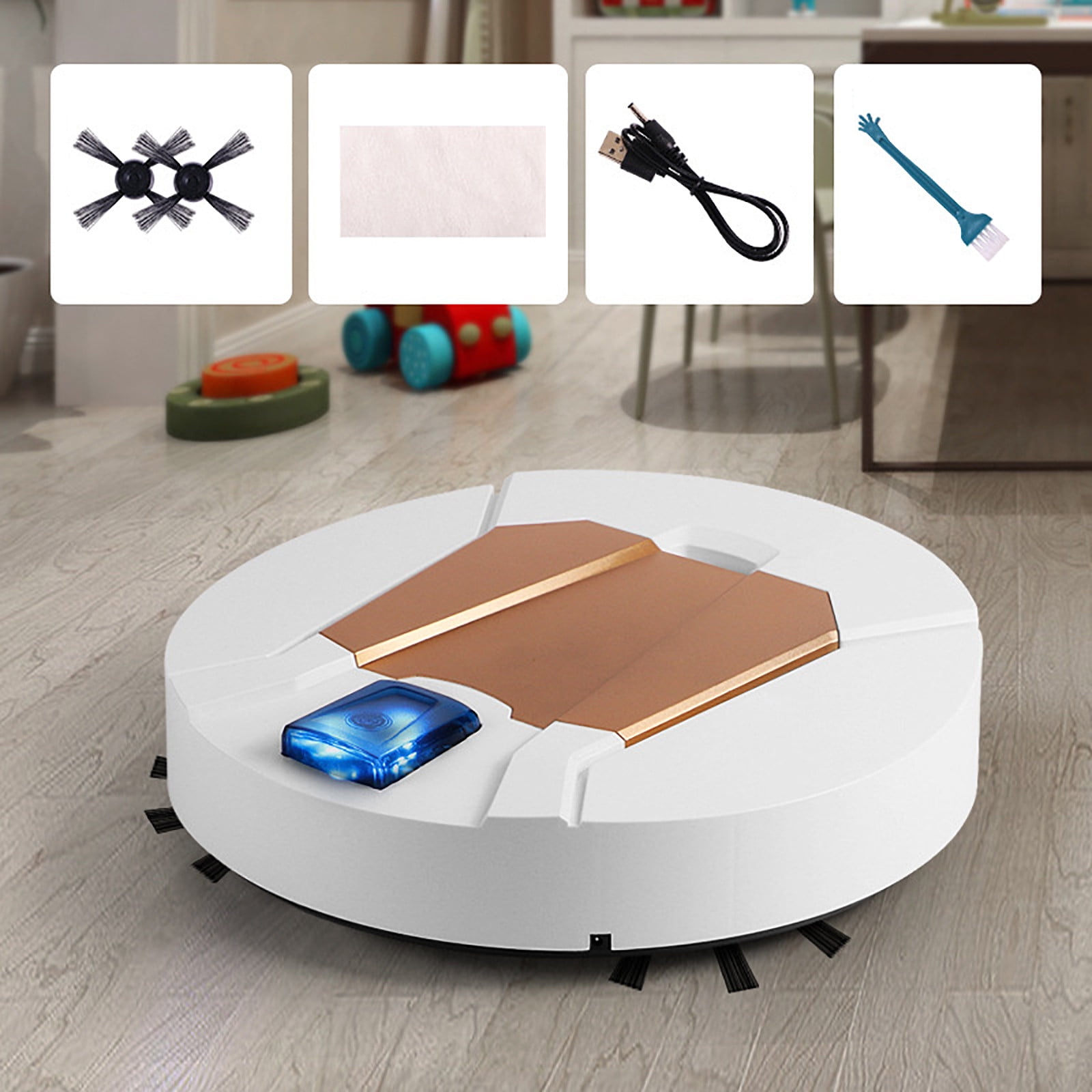 Smart Robot Vacuum Cleaner - 3-in-1 Sweeping, Mopping & Vacuuming, 1500Pa Strong Suction, Low-Noise, Slim 8.5cm Design, Auto Obstacle Avoidance, USB Charging, Includes Accessories