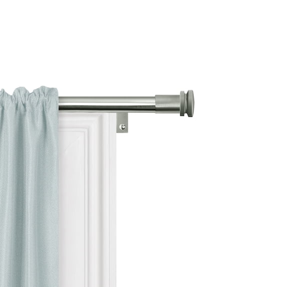 Smart Rods No Measuring Easy Install Adjustable Drapery Window Rod, 48 to 120 in., with Cap Finials, Brushed Nickel