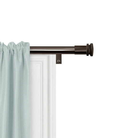 Smart Rods No Measuring Easy Install Adjustable Drapery Window Rod, 48 to 120 in., with Cap Finials, Oil Rubbed Bronze