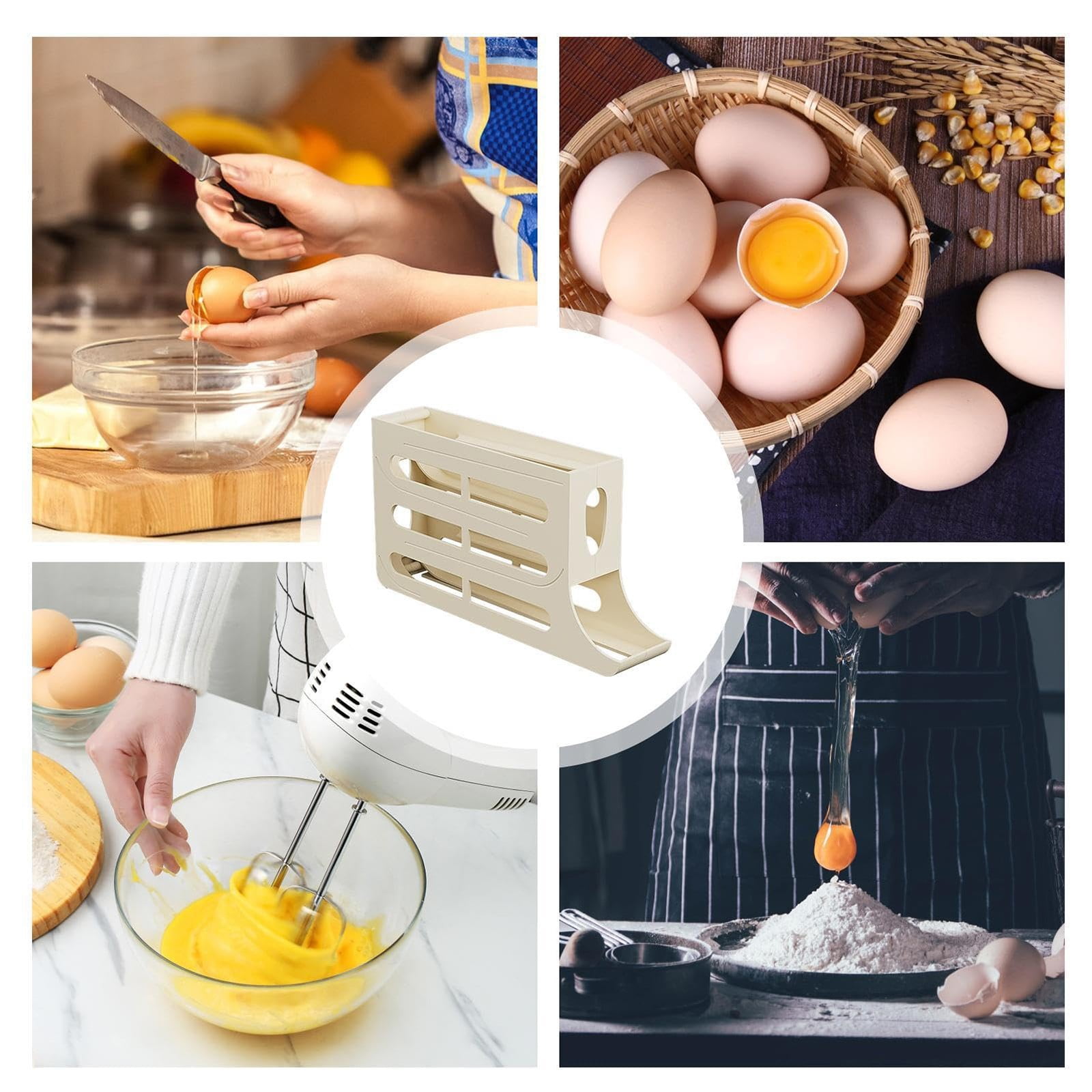 Smart Rolling Egg Organizer For Fridge Side Door Space Saving Auto