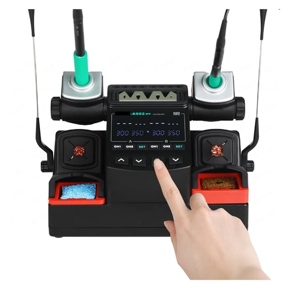 Smart SMD Soldering Station A902 Pro, Dual-Handle Precision Iron Kit with 6 Pcs Soldering Tips
