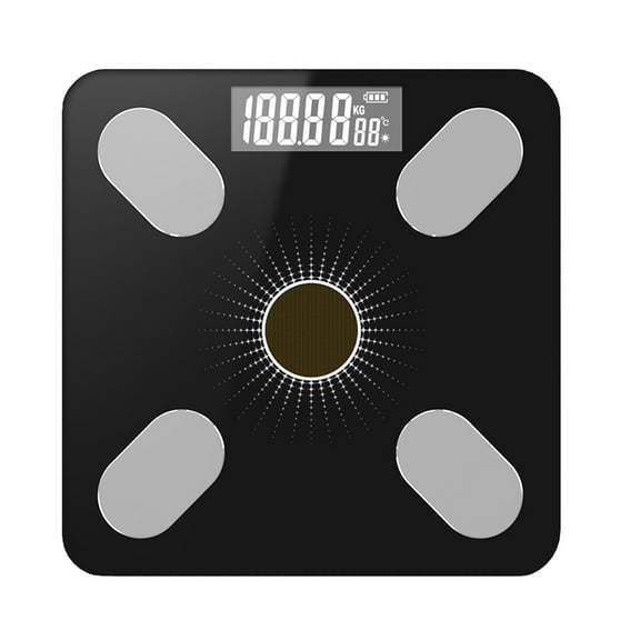 Smart Scale Body Fat Scale Bluetooth Solar Powered Digital Bathroom Scale with App Body Composition Monitor Weight Scale BMI Calculator Black