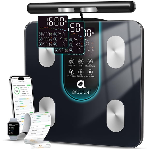 Smart Scale for Body Weight, 8-Electrode Dual-Frequency BIA Bathroom Scale with 7-in-1 Display for BMI Body Fat Muscle Mass, Segmental Full Body Composition Analyzer, 50+ Metrics in App