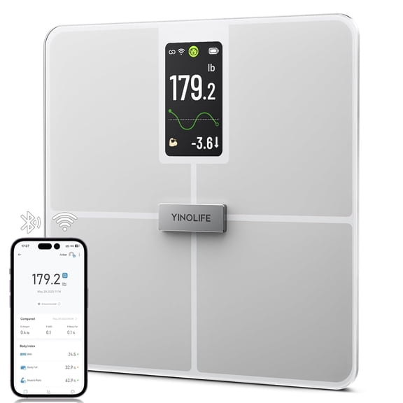 Smart Scale for Body Weight, BMI, Body Fat, Muscle Mass, Digital Bathroom Weight Scale with 4.3" Color Display, 20 Body Composition Scale, High Accurate Wi-Fi & Bluetooth Scale 400 lbs, 11.8"