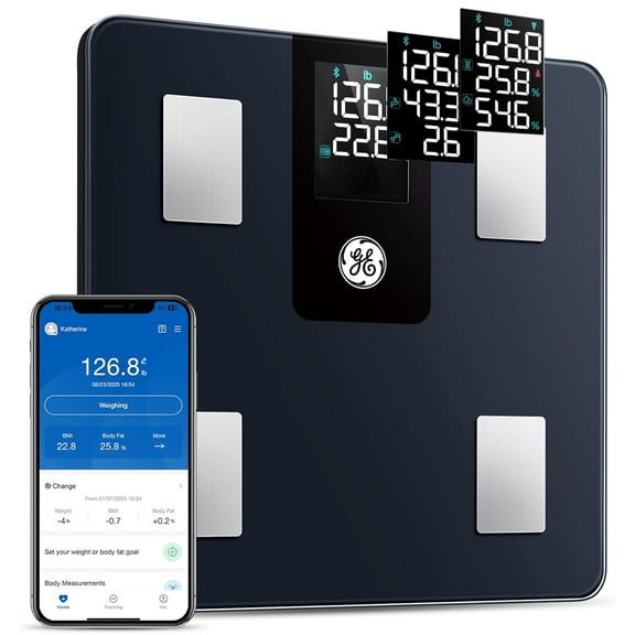 Smart Scale for Body Weight BMI Fat Muscle Mass with 14 Composition Metrics & All-in-one LCD Display, Digital Bathroom Scales Bluetooth App, Accurate Weighing Machine 400 lbs