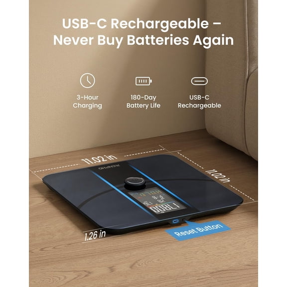 Smart Scale for Body Weight, Body Fat Scale for BMI, Body Fat, Muscle Mass, Digital Food Scale with Nutritional Calculator, Smart Food Kitchen Scale, Food Weight Scale Grams and Ounces