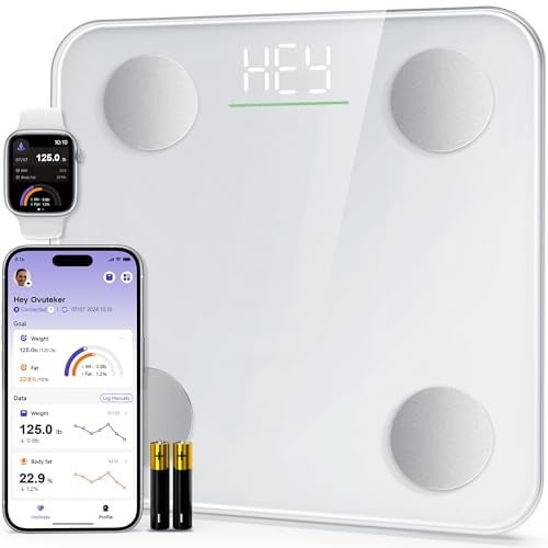 Smart Scale for Body Weight, Digital Bathroom Scale BMI Weighing Body Fat Scale, Accurate Body Composition Scale Monitor for People's Health with Smartphone App, Compact Size, 400lb (White)
