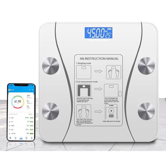 Smart Scale for Body Weight, Digital Bathroom Weighing Scale with Smart Sync App, BMI, Body Fat, Muscle Mass, Accurate Bluetooth Home User Health Equipment (White)