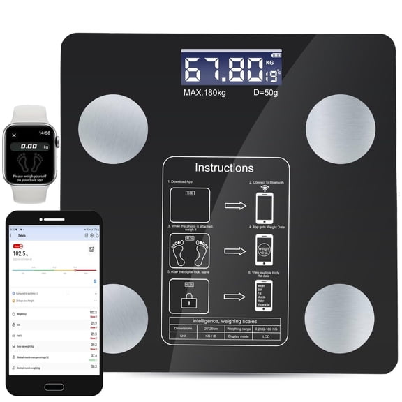 Smart Scale for Body Weight, Digital Bathroom Weighing Scale with Smart Sync App, BMI, Body Fat, Muscle Mass, Accurate Bluetooth Home User Health Equipment