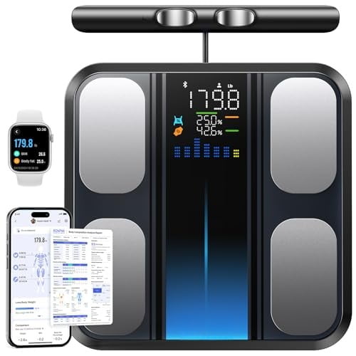 Smart Scale for Body Weight, FSA&HSA Eligible, Digital Bathroom Scale BMI Weighing Bluetooth Body Fat Scale, Body Composition Monitor Health Analyzer with Smartphone App Black-8 Electrodes