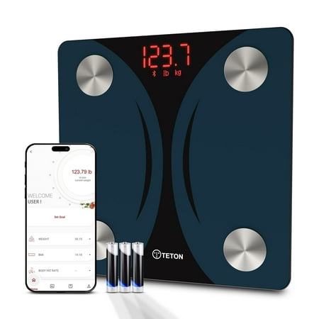 Smart Scale for Body Weight FSA HSA Store Eligible,TETON ELECTRONICS Digital Bathroom Scale,13 Body Composition analyzer of body fat,BMI,muscle mass compatible with Apple Health and app-Bluetooth