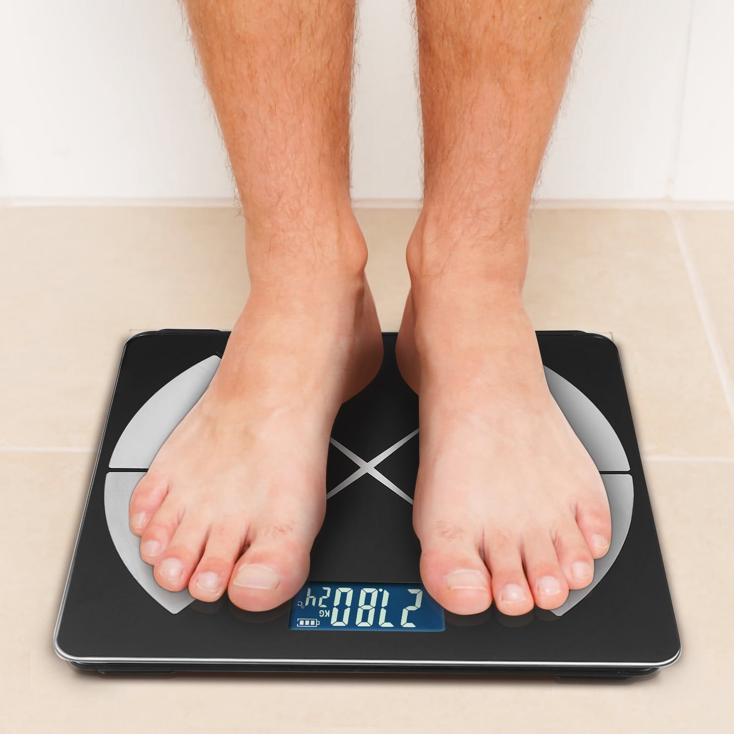 Smart Scale for Body Weight and Fat Percentage Accuracy Digital Bathroom Scale with LCD Display for BMI 24 Body Composition Analyzer Sync with Fitness App 397lbs