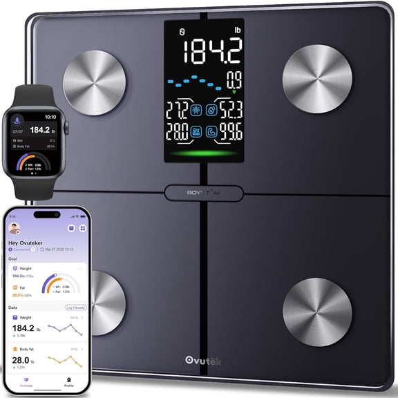 Smart Scale for Body Weight, Professional Bathroom Digital with BMI, Fat, Muscle Mass, Most Accurate to 0.05lb, Lar Display High Composition Machine Fitness App