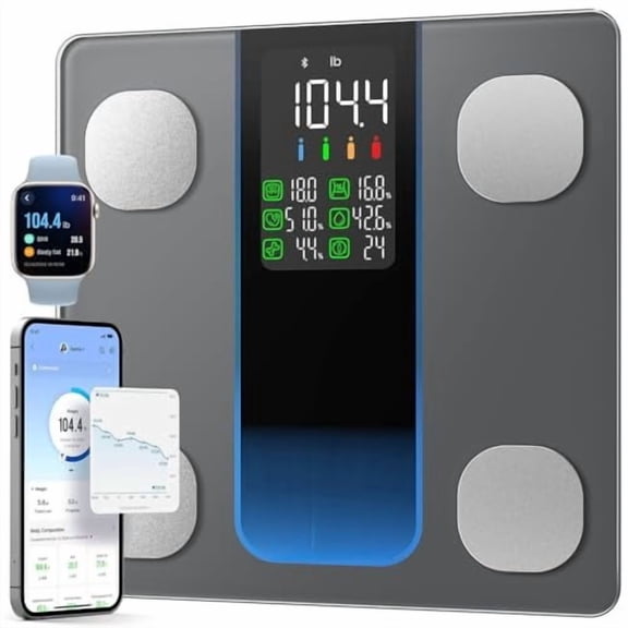 Smart Scale for Body Weight, Weight Scale with 7-in-1 Large Display for BMI, Body Fat, Muscle Mass, 13 Body Composition, High Accurate Bluetooth Scale, 500lbs, 11.8", Elis 2XL