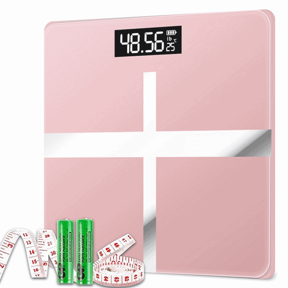 Smart Scale,High Precision Digital Body Weight Bathroom Scale with Ultra Wide Platform and Easy-to-Read Backlit LCD, 396lbs,Rose