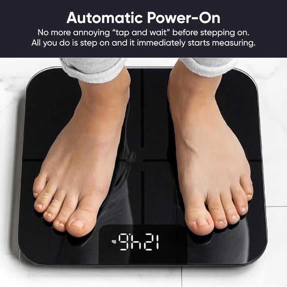 Smart Scale, Scale for Body Weight, Digital Bathroom Scale for Body Fat, BMI, and Heart Rate, Body Composition Analyzer with App, Batteries Included, Bluetooth, 400 lb, Black