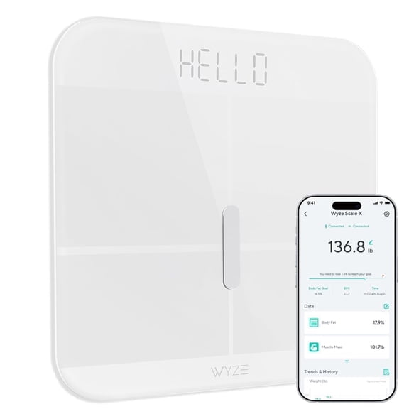 Smart Scale X - Digital Bathroom for Body Weight, BMI, Fat, Muscle Mass, Heart Rate Monitor | ITO Glass & LED Backlight Batteries Included, 400 lbs (White)