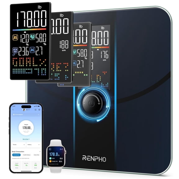 Smart Scale for Body Weight, Fat BMI, Fat, Muscle Mass, High Accurate Bathroom with Large VA Dispaly, 18 Composition, 400lb, ELIS 3X