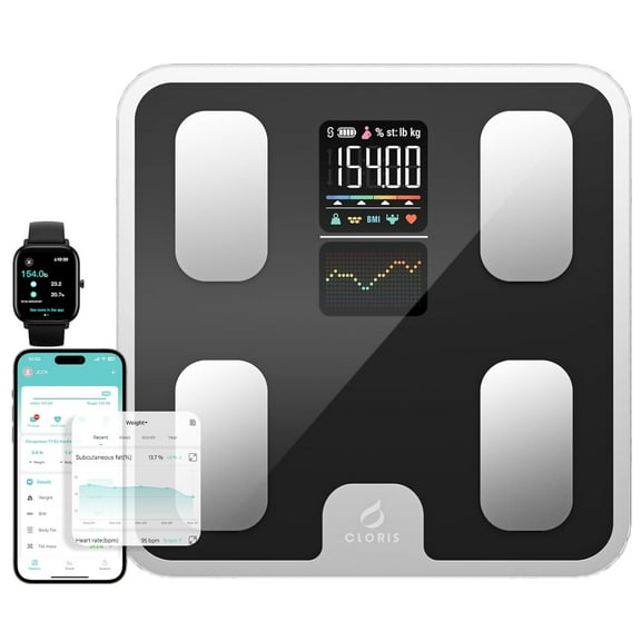 Smart Scale for Body Weight Fat, Digital Bathroom Weighing Machine for Accurate BMI Muscle Mass Composition Health Analyzer with App Bluetooth