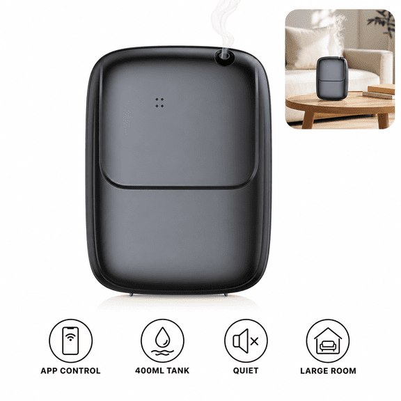 Smart Scent Diffuser for Rooms, Bluetooth App-Controlled Essential Oil Diffuser up to 656.60 sq.ft, 400ml Tank, Quiet, Wall Amount