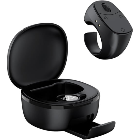 Smart Scrolling Bluetooth Remote Ring,Multi-Function Finger Air Mouse Wearable Mini Travel Remote Control with Charging Case for Selfies Video E-Books Page Turner for PC Laptop Phone Tablet-black