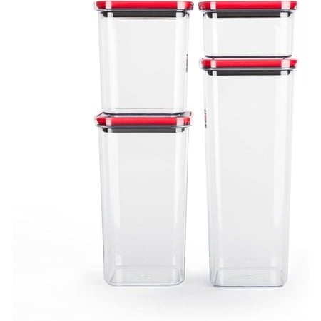 Smart Seal Airtight Food Storage Container, 4 Piece Set, Modular, Stackable, Nestable, Organizable, BPA free by Neoflam