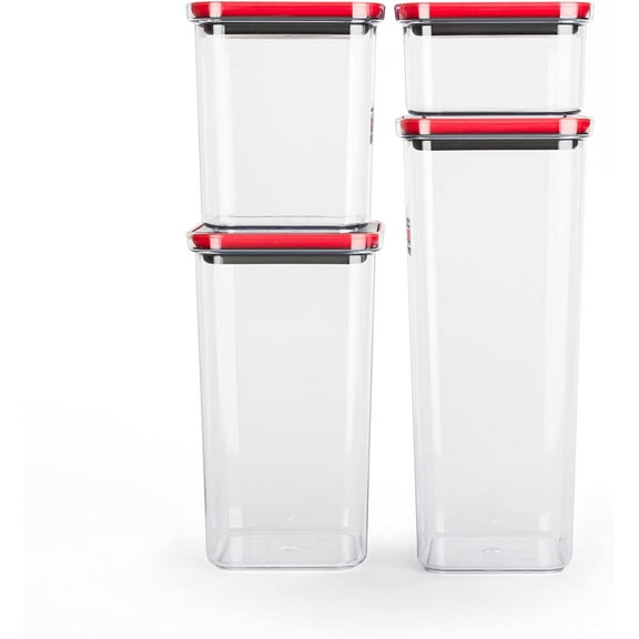 Smart Seal Airtight Food Storage Container, 4 Piece Set, Modular, Stackable, Nestable, Organizable, BPA free by Neoflam
