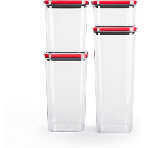 Smart Seal Airtight Food Storage Container, 4 Piece Set, Modular, Stackable, Nestable, Organizable, BPA free by Neoflam