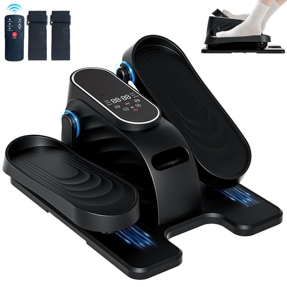 Smart Seated Elliptical Machine with LCD Display, Portable Under Desk Pedal Exerciser with Remote for Home Office Fitness